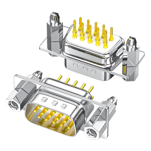 工业VGA焊板公头HDR15母座90度弯脚三排15针接口DB15电路板插座金