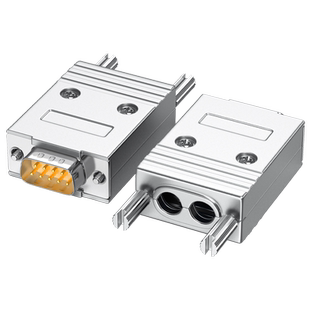 双出线孔DB9连接器9针串口头双孔RS232 485公头母头9pin接头2孔