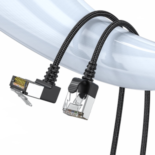 超6类万兆网线纤细Cat6千兆网络跳线柔软90度弯头路由器电脑通用