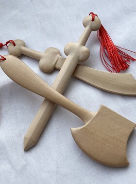 纯桃木剑桃木斧子桃木刀无漆挂件木雕桃木刀剑斧儿童宝宝玩具宝剑