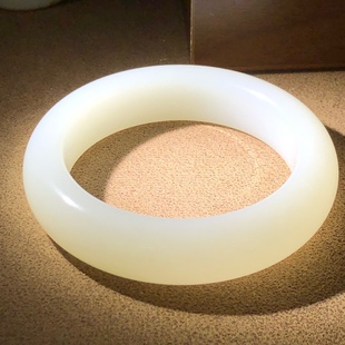 新疆和田玉手镯羊脂白玉平安镯收藏送礼女款天然玉石镯子戈壁料