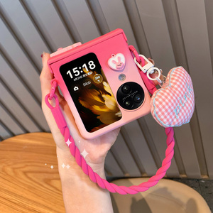 时尚撞色适用oppofindn3flip手机壳新款find n3flip折叠屏保护套oppo n2 flip中轴全包n2 filp小折叠挂绳女款