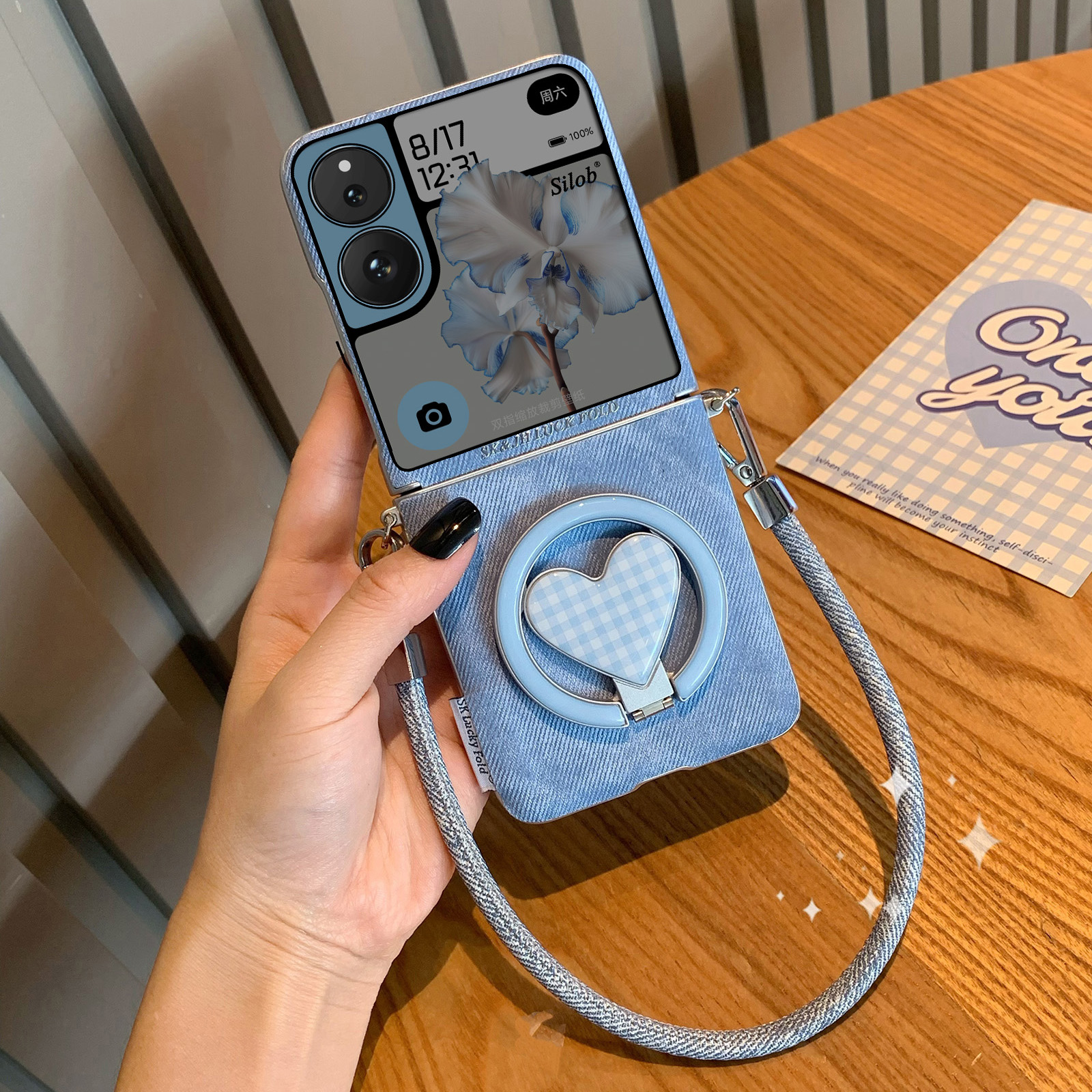 适用小米mic flip2创意小方包手机壳荣耀v flip 2女三星zflp7爱心支架斜挎包时尚高级感保护套折叠屏全包防摔