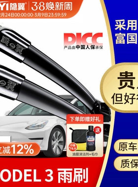 翼尊适用特斯拉MODEL 3进口胶条无骨雨刷片毛豆3原厂专用款雨刮器