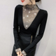 半高领加绒打底衫 女秋冬欧货性感烫钻长袖 T恤内搭设计感洋气上衣