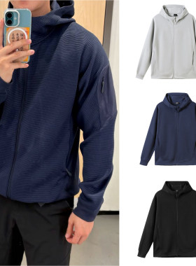 H00dy系列！高级针织华夫格 春季男士户外防风连帽运动夹克外套潮