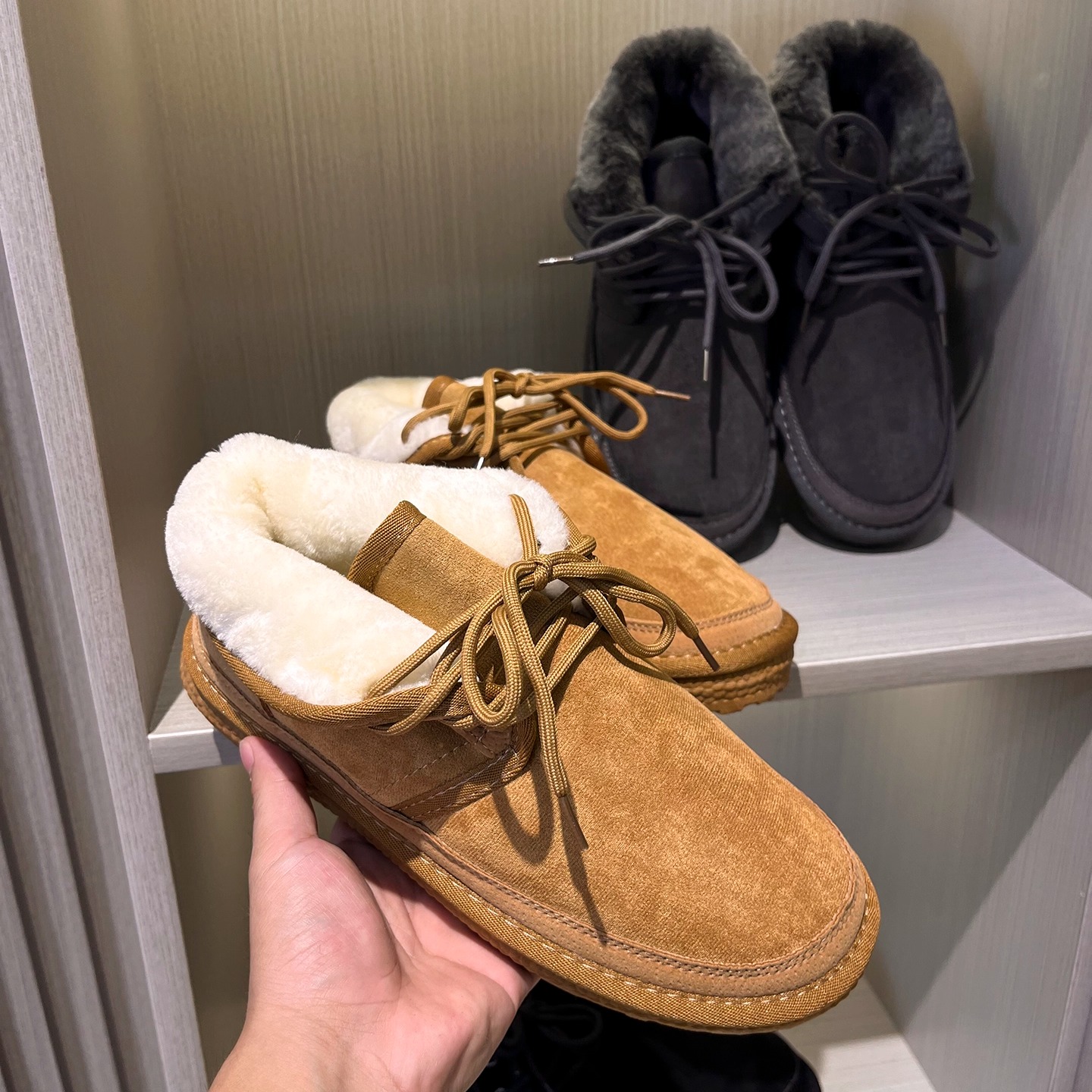 美单~线下299~仿皮毛一体冬男士加绒加厚防滑工装雪地靴保暖棉鞋