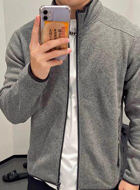 袅平替~320G克阳离子抗菌~秋冬男女情侣户外休闲立领抓绒衣夹克