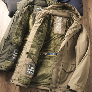 抗寒防风冲锋棉服男士 连帽羊羔绒棉衣 户外加绒加厚保暖休闲工装