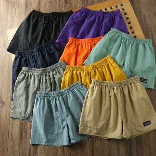 夏季 沙滩五分裤 男士 复古速干宽松休闲松紧腰短裤 美式 户外巴塔