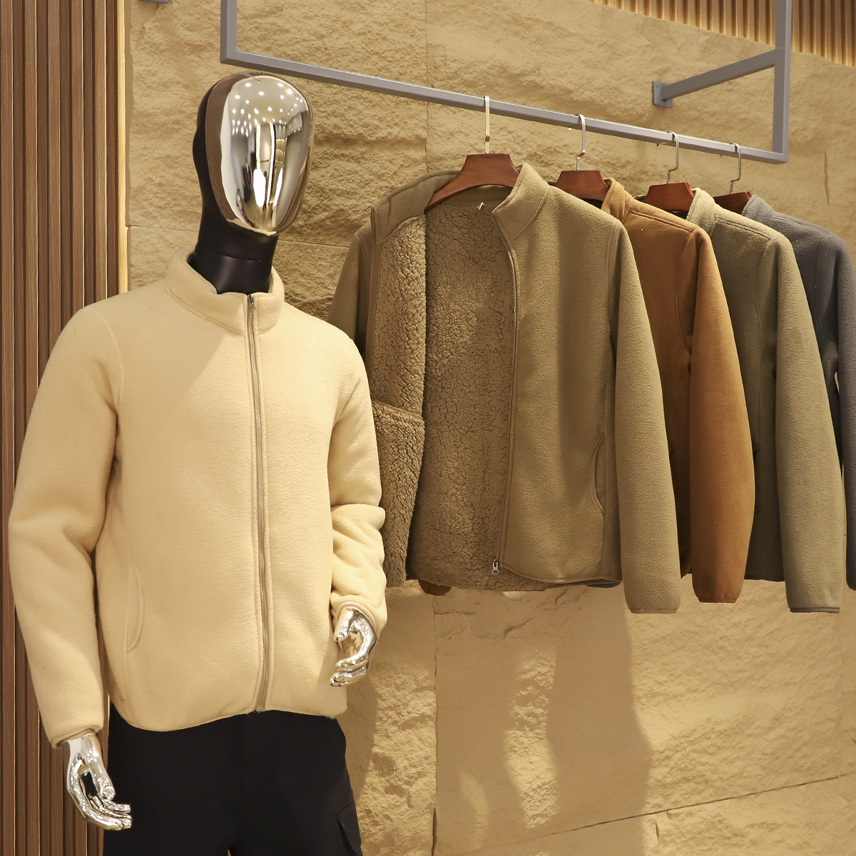 立领秋冬锁温羊羔绒外套摇粒绒