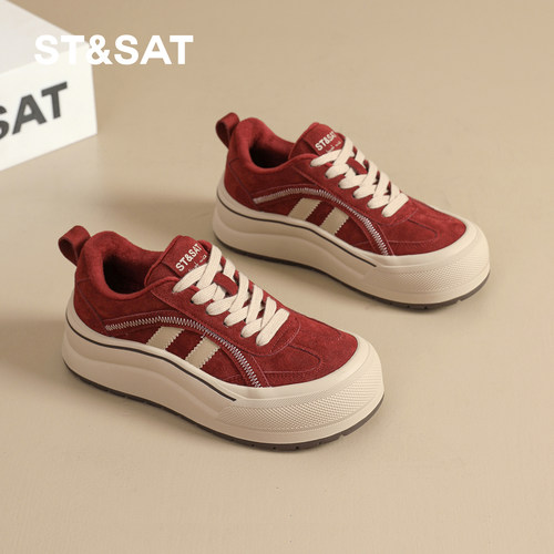 星期六厚底德训鞋加绒百搭面包鞋