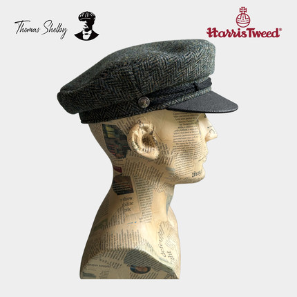 正品授权Thomas Shelby海军帽鸭舌帽选用哈里斯Harris Tweed面料