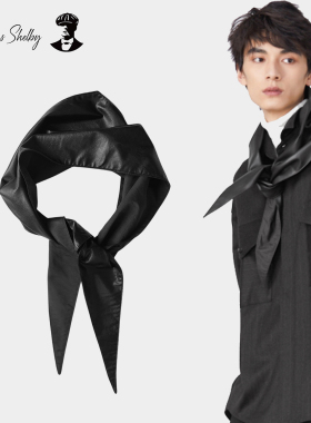 正品thomas shelby男女三角巾领巾双面小围巾黑色皮丝巾秋冬可戴