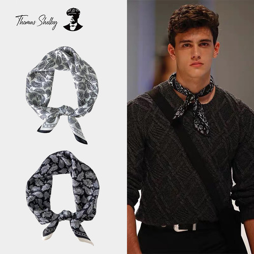 春秋英伦复古风通用腰果花方巾