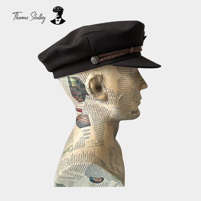 Thomas咖啡色怀旧五角星海军帽