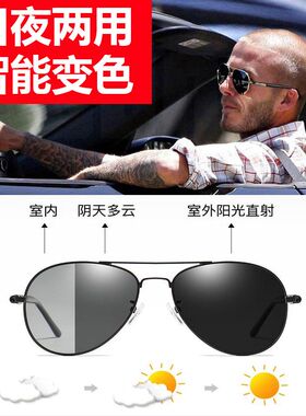 墨镜太阳镜男士司机变色偏光防紫
