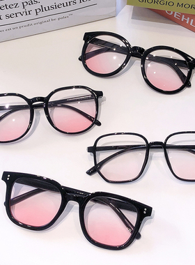 高档纯欲女生黑框素颜眼镜潮时尚