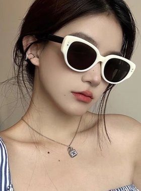 复古美式猫眼黑白框拼接高级感in