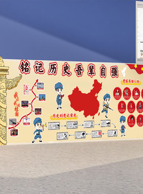 红色文化爱国主题黑板报布置墙贴