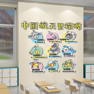 中国航天里程碑幼儿园小学墙面布置装饰墙贴神秘的太阳系班级板报