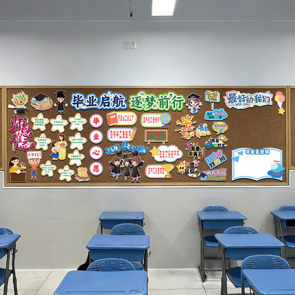 毕业季主题黑板报布置墙贴师恩难忘中小学班级文化墙装饰心愿墙KT
