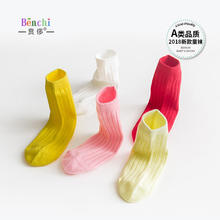 儿童袜子春秋纯棉女孩袜无骨宝宝袜纯色无线头夏季薄款女童中筒袜