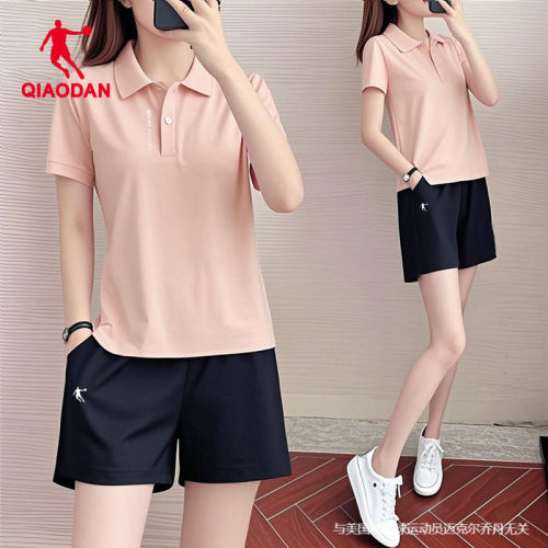 乔丹运动套装女2026夏季新款正肩POLO衫短袖短裤羽毛球服两件套
