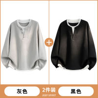 Jeep Henry's two-piece hoodie men's autumn 2026 new style loose and trendy innerwear long-sleeved T-shirt base layer thumbnail 5