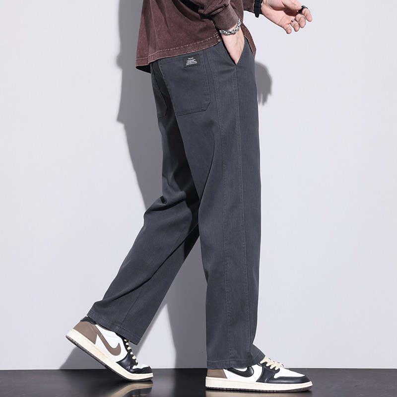 2024春季现货款休闲青少年宽松潮莱赛尔天丝运动拖地裤子833-p45,男装休闲裤,星座224-1