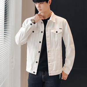 JK9019-P70现货 春款2022新款牛仔纯色翻领水洗夹克男潮大码外套图片