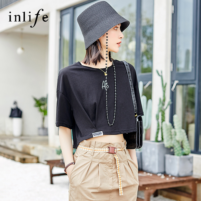 inlife字母短袖宽松T恤