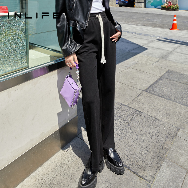 inlife开叉阔腿裤休闲裤