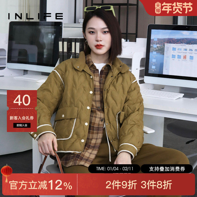 伊纳芙轻薄短款立领白鸭绒羽绒服女冬季新款时尚洋气宽松保暖外套,女装/女士精品,羽绒服,淘宝优惠券,粉丝福利购,淘宝优惠卷