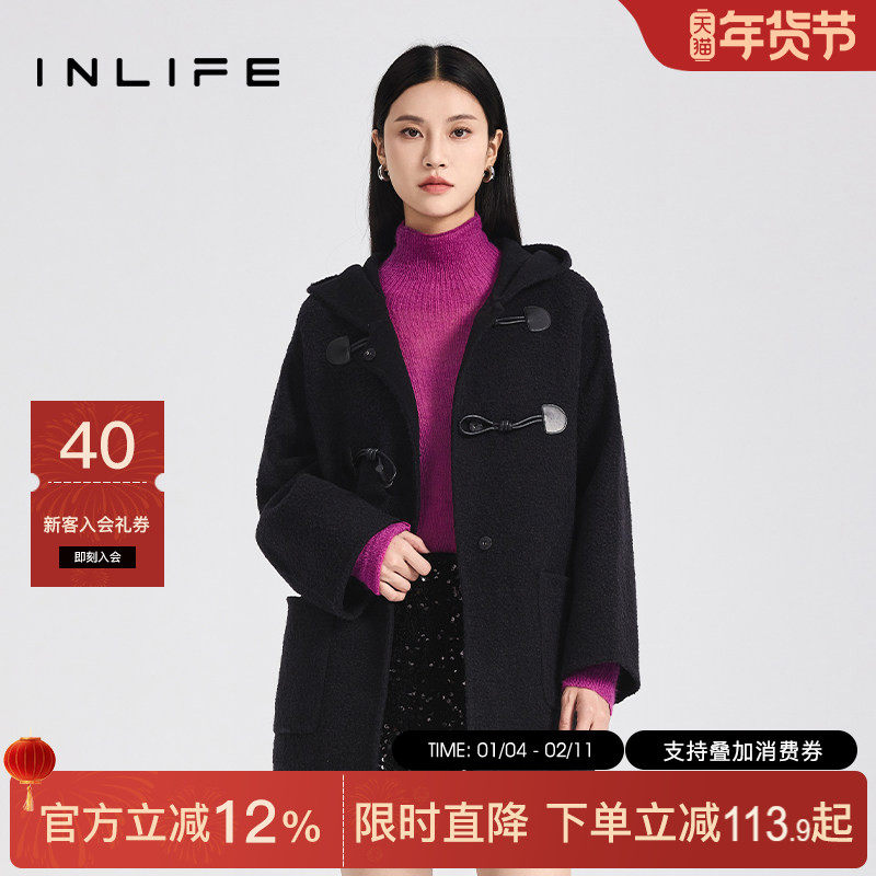 伊纳芙法式复古双面毛呢大衣女秋冬新款高级气质加厚羊毛呢子外套,女装/女士精品,毛呢外套,淘宝优惠券,粉丝福利购,淘宝优惠卷