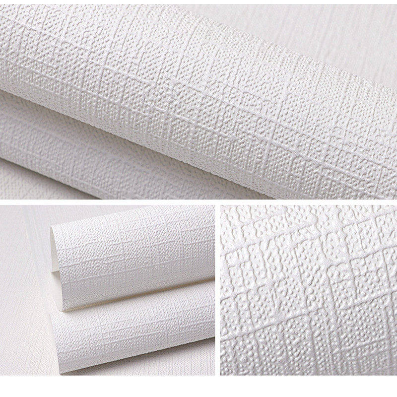 现代简约无纺布白色格子墙纸 客厅卧室书房婚房满铺纯色壁纸