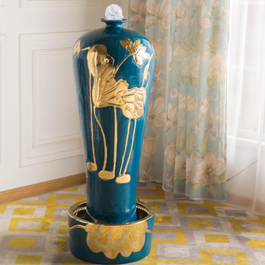 招财流水摆件创意家居陶瓷玄关客厅办公室循环水喷泉开业乔迁礼品