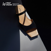 Murmure 重磅纯手工 进口环保耐黄变小牛皮 水洗粗跟凉鞋 女