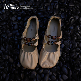 松弛 莫瑞盐系 呼吸感 BABY羊皮 串珠纽结芭蕾舞鞋 Murmure