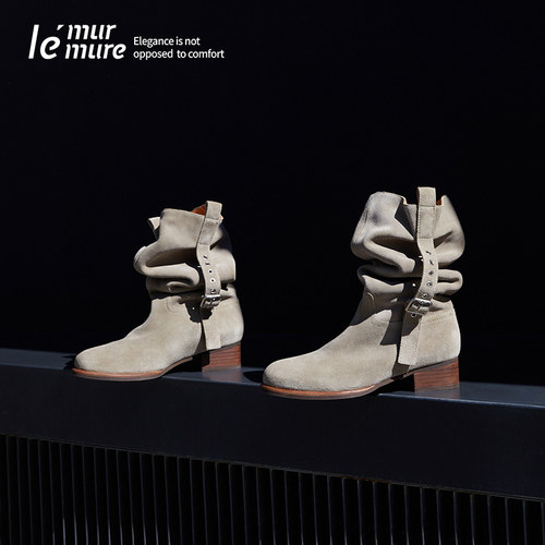 Le'Murmure游牧风牛反绒堆堆靴