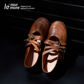 Murmure 新古典主义 布洛克雕花水洗植鞣 牛反绒玛丽珍平底鞋