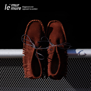 长绒麂皮 双层流苏莫卡辛 云绒漫游 松弛美学踝靴女 Murmure