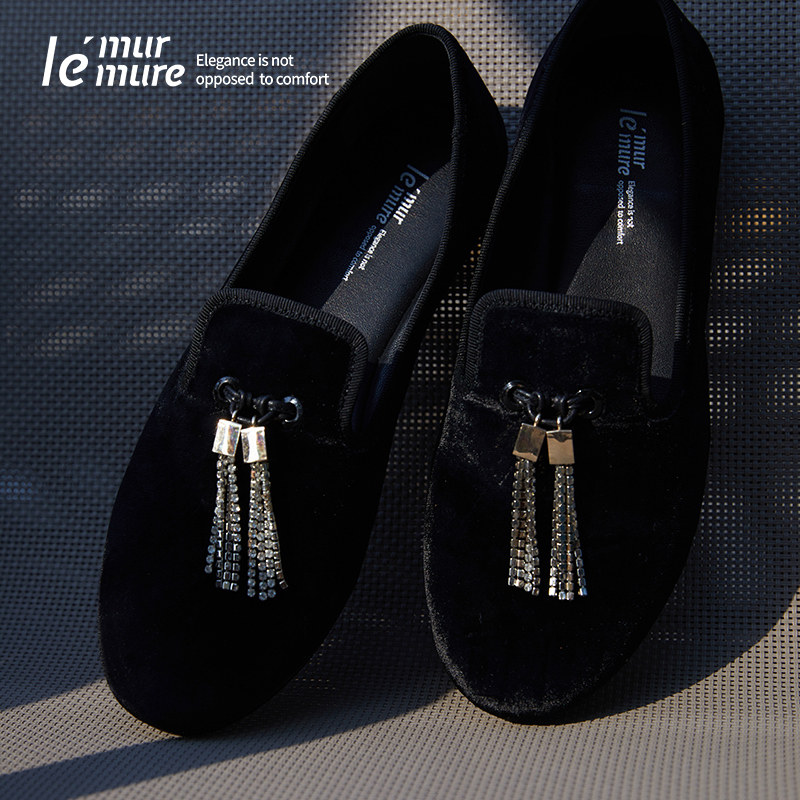 le murmure 限量烟花钻石雨 鎏光腔调吸烟鞋 巴洛克丝绒单鞋女式