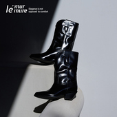 原创设计意大利进口牛油皮 Murmure 时髦靴子街头风西部靴女