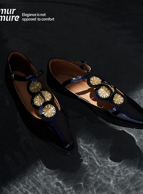 Le' Murmure 卢浮之夜_ 冷法式 鎏金浮萍珠光Italy牛皮玛丽珍鞋