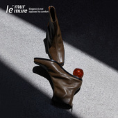 意大利进口牦牛皮经典 Murmure 鳄鱼纹复古CE风小方头球跟短靴