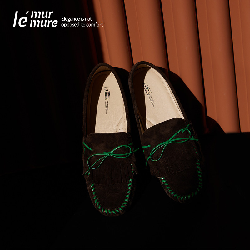 Le' Murmure 璀璨年代 皮革镶织丝光羊反绒乐福鞋 松弛美学懒人鞋,女鞋,乐福鞋（豆豆鞋）,淘宝优惠券,粉丝福利购,淘宝优惠卷