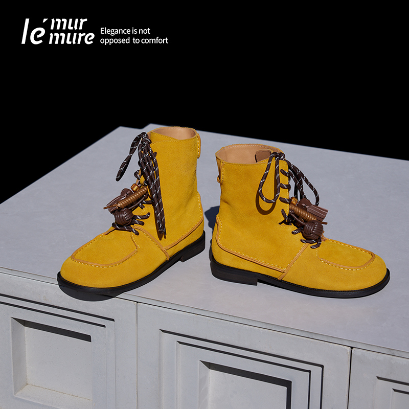 Le'Murmure牛反绒工装马丁短靴