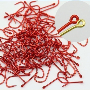 管付袖钩红袖赤袖鱼钩带圈路亚白条马口有孔带环鲫鱼红虫金袖散装