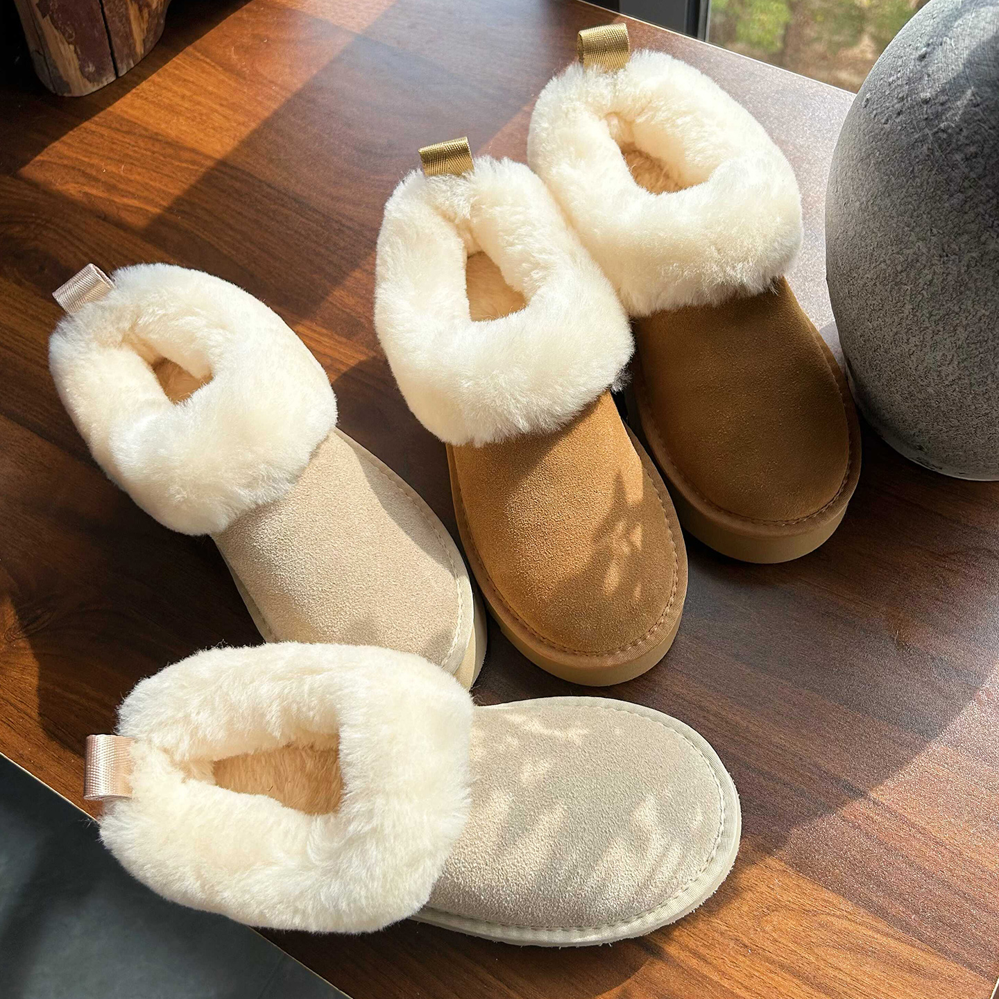 时尚厚底雪地靴2025新款毛毛棉鞋